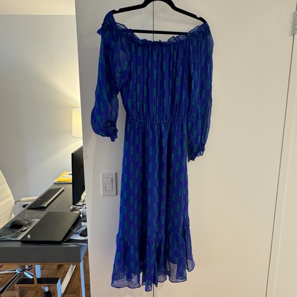 Diane Von Furstenberg Camilla Silk A-Line Off the Shoulder Dress - Picture 2 of 2